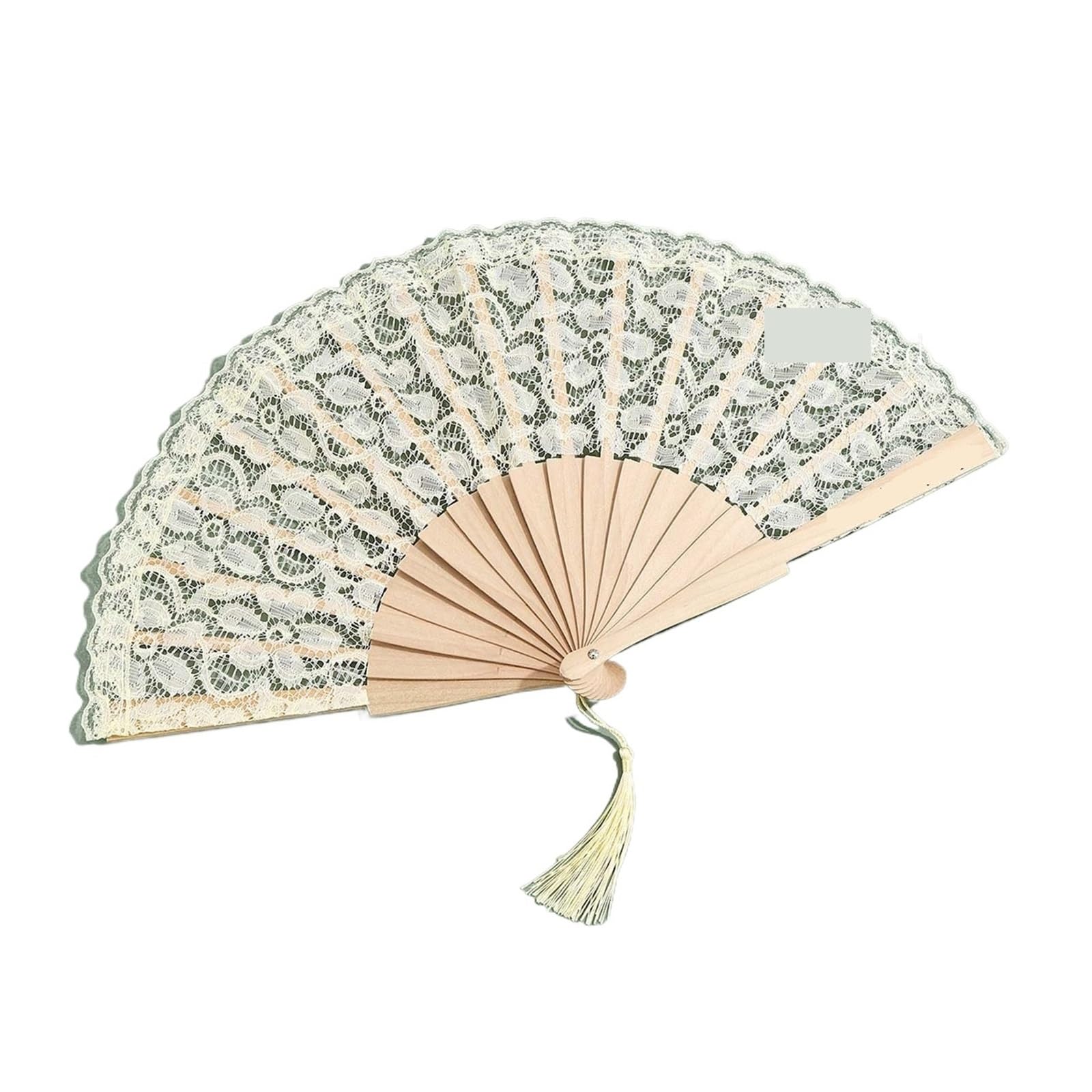 Éventails pliants en bois et dentelle beige (lot de 20 pièces) pour décoration