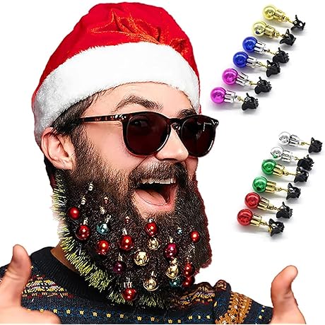 Saterkali 12Pcs Christmas Beard Lights Festive Clips