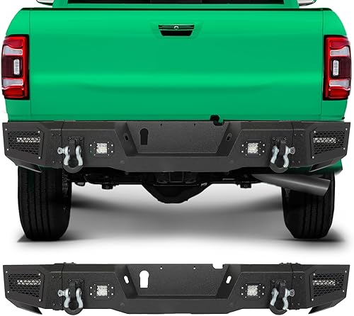 SCITOO Parachoques negros texturizados mejorados para 2019-2022 para Dodge Ram 2500 Reemplazo de parachoques trasero con anillo en D