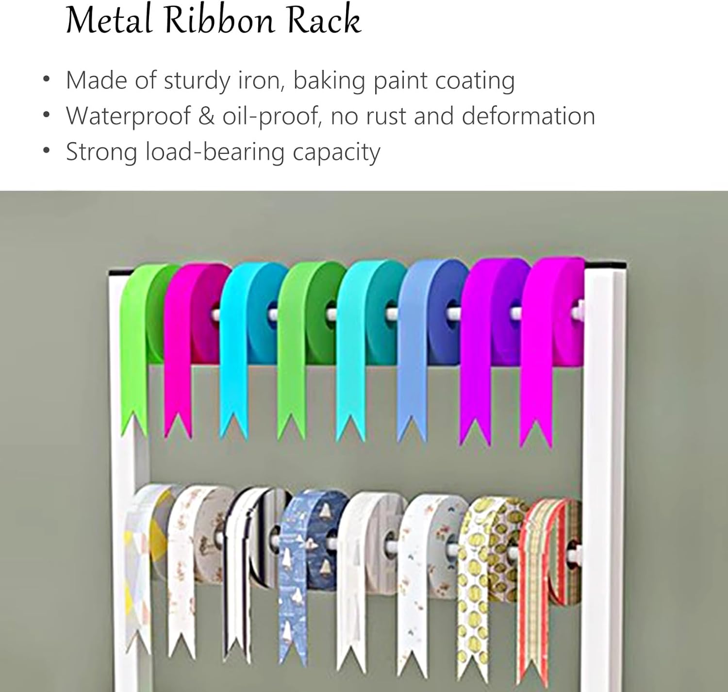 Standing Ribbon Holder - Metal White Wrapping Paper Storage Rack for Craft Room/Gift Shop/Cake Shop, Height 70cm