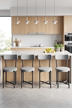 Sandalye 4 Adet Keten Kuma  Metal Ayak Modern Mutfak Sandalyesi Cafe Balkon Ofis Teddy 9808 Gri