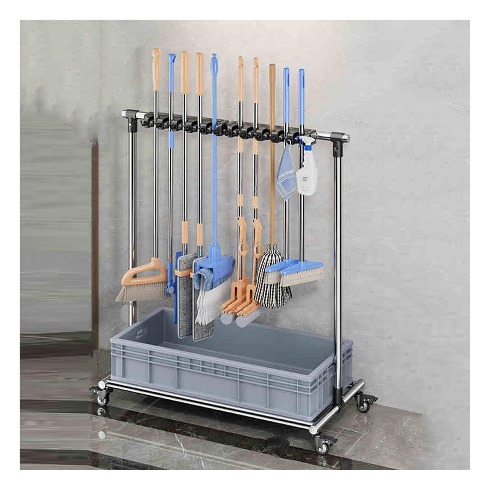 ASerZenith Mop And Broom Rack - Removable Organizer For Wet Mops, Floor-Standing Storage Tool, Efficient Cleaning Solution, Space-Saving Design, Easy To Install