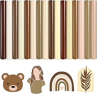 Tintnut HTV Vinyl - 16 Sheets 12 X 10inches Heat Transfer Vinyl Nude Vinyl Bundle Brown HTV Iron On Vinyl for T-Shirts DIY Compatible with Cricut Or Silhoutte Cameo