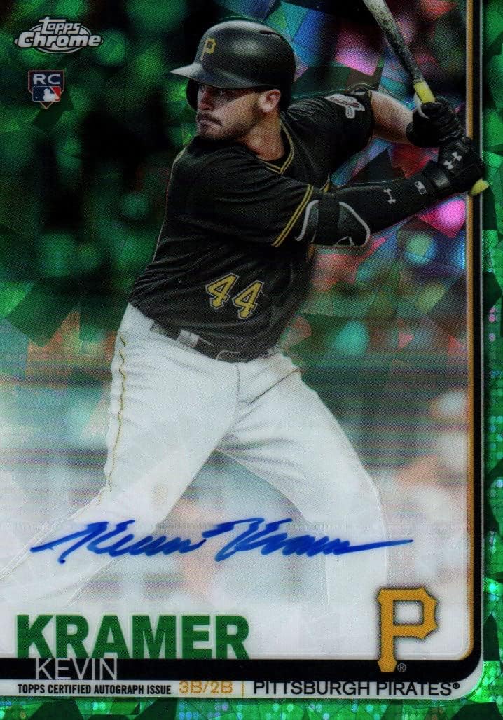 Kevin Kramer Autographed & Serial Numbered 21/50 Topps Chrome Green Sapphire Rookie Card Collectible Baseball Card - 2019 Topps Chrome Rookie Baseball Card #CSA-KK (Pirates) Free Shipping & Tracking