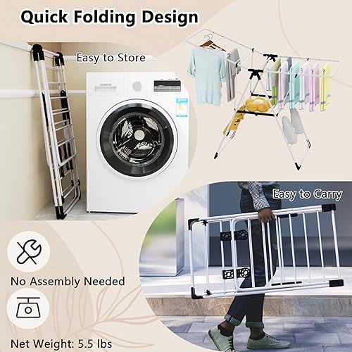 Vista 7 de Tangkula tendedero para secar ropa, rejilla plegable para ropa