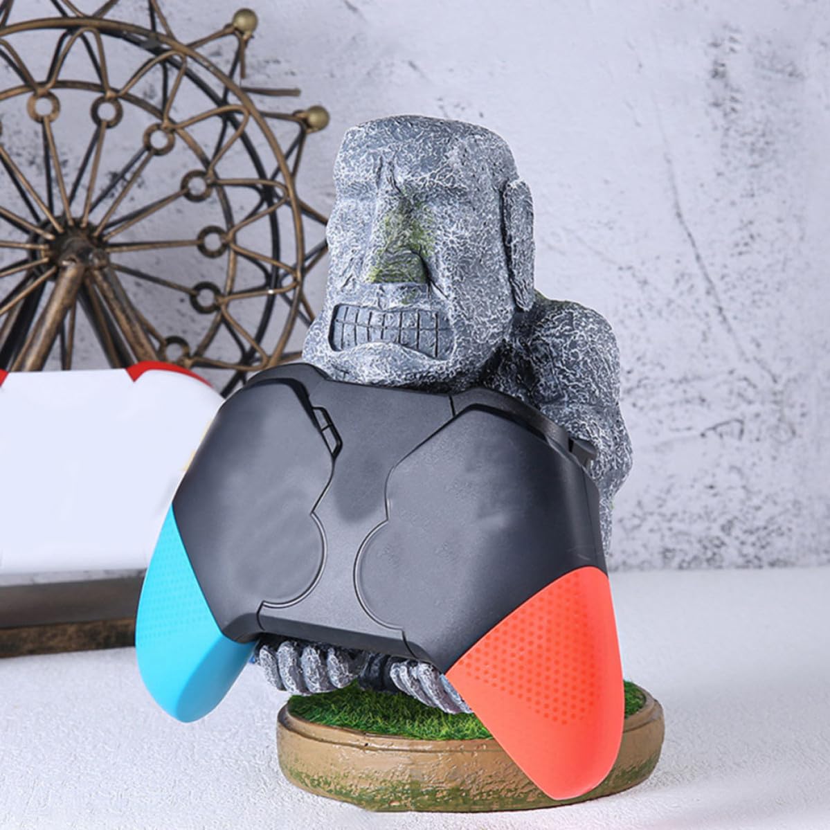 MAGICLULU Einzigartiger Moai Steinfigur Controller Halter aus Kunstharz Stabil und Verblassend als Gaming Zubehör für Desktop und Zuhause