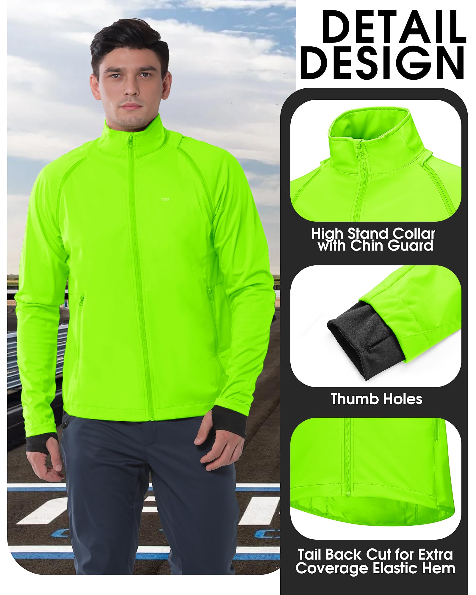 33,000ft Giacca da ciclismo da uomo, impermeabile, traspirante, protezione UV, leggera, con maniche rimovibili, riflettente, giacca da corsa da uomo