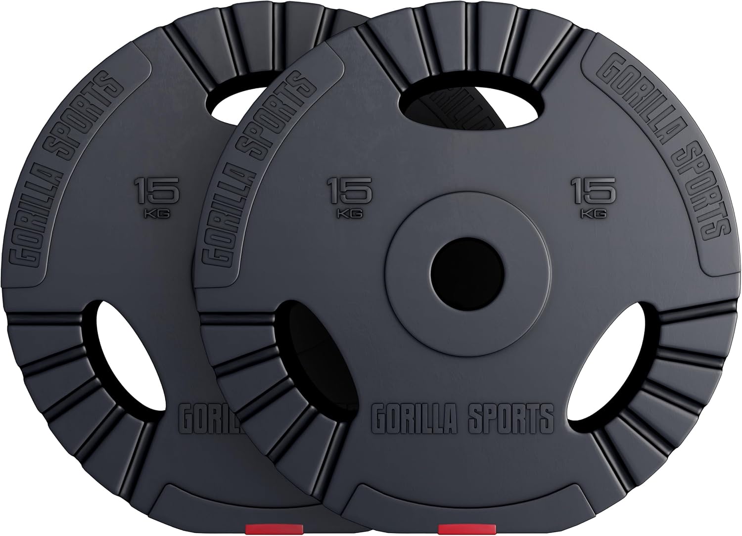 GORILLA SPORTS  Olympia Weight Plates - Single/Set 1.25 kg 2.5 kg 5 kg 10 kg 15 kg 30 kg Weights 50 mm Bore Tri-Grip Plastic - Weight Plates Olympic Discs Weight Plates Set Dumbbells Mit Zementf llung und Kunststoffummantelung bodenschonend und robust; Einzel/Set Gewichtsscheiben Olympiascheiben