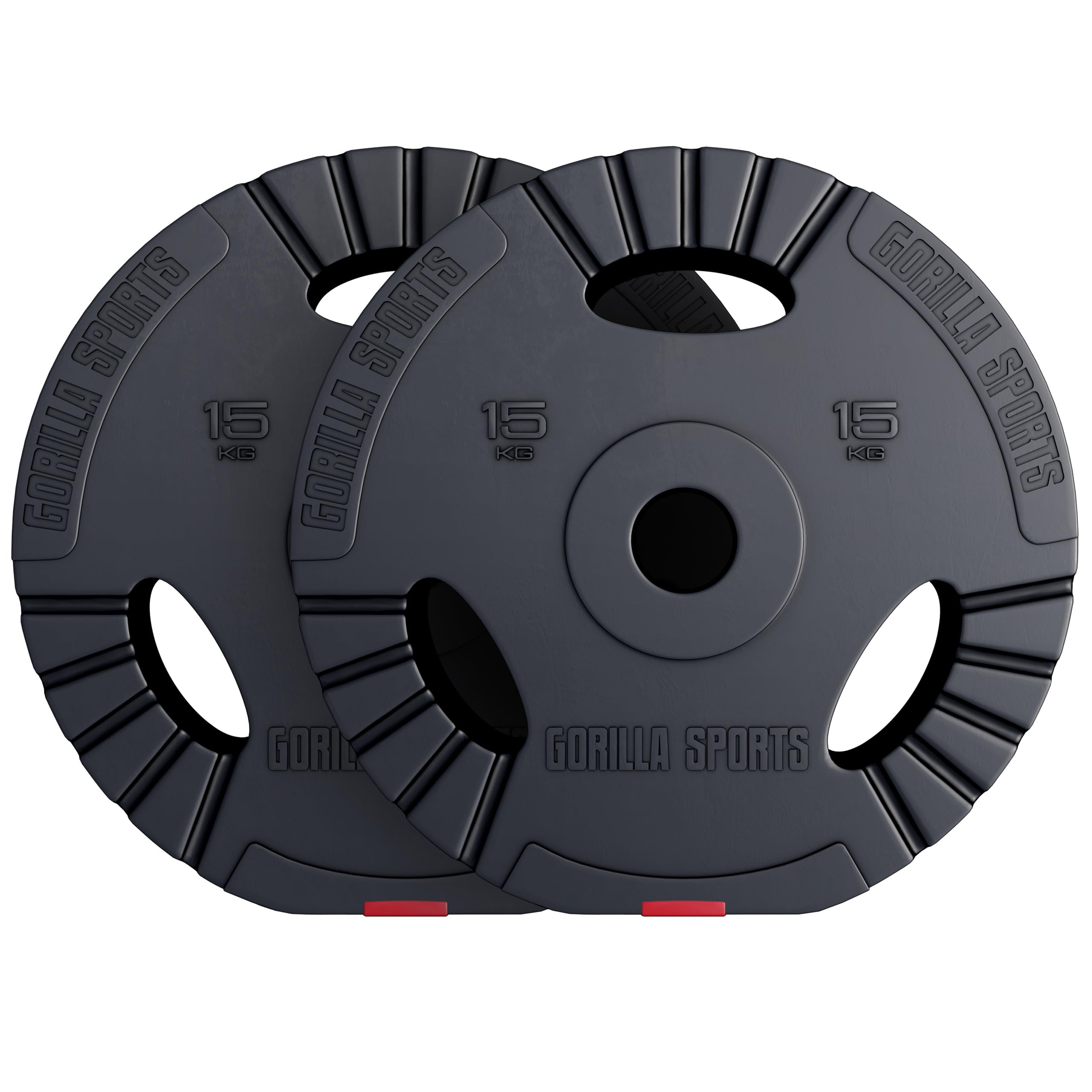 GORILLA SPORTS® Olympia Hantelscheiben - Einzeln/Set, 1,25kg, 2,5kg, 5kg, 10kg, 15kg, 30kg Gewichte, 50mm Bohrung, Tri-Grip, Kunststoff - Gewichtsscheiben, Olympiascheiben, Hantelscheiben-Set, Hanteln