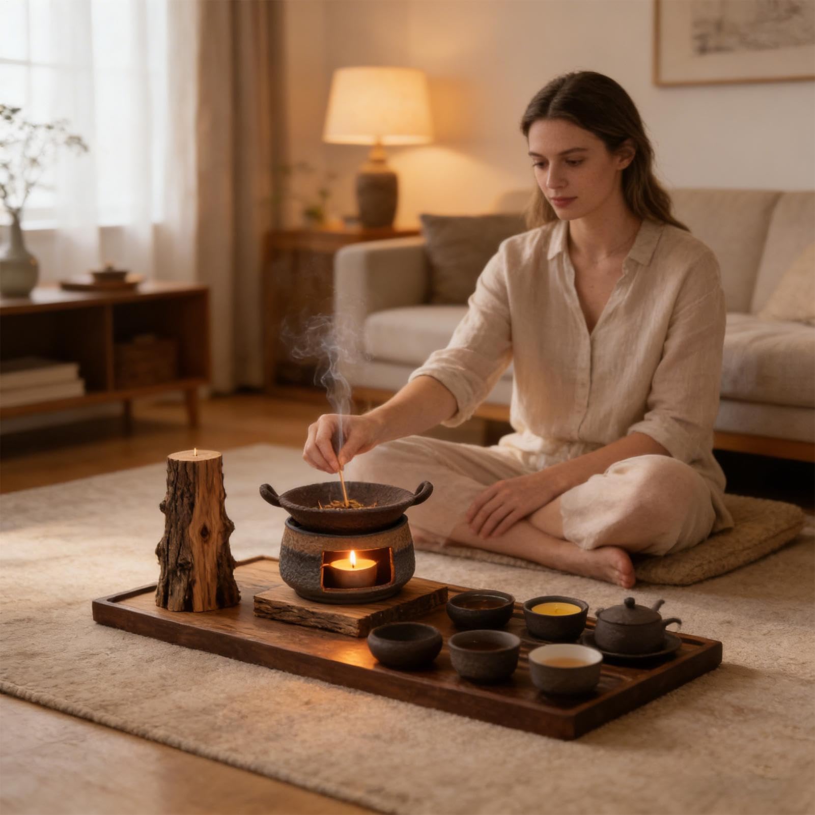 Bruciaessenzi Scaldabibite In Ceramica | Fornello per Aromaterapia con 8 Per Teiera Meditazione Relax Casa Ufficio Decorazione