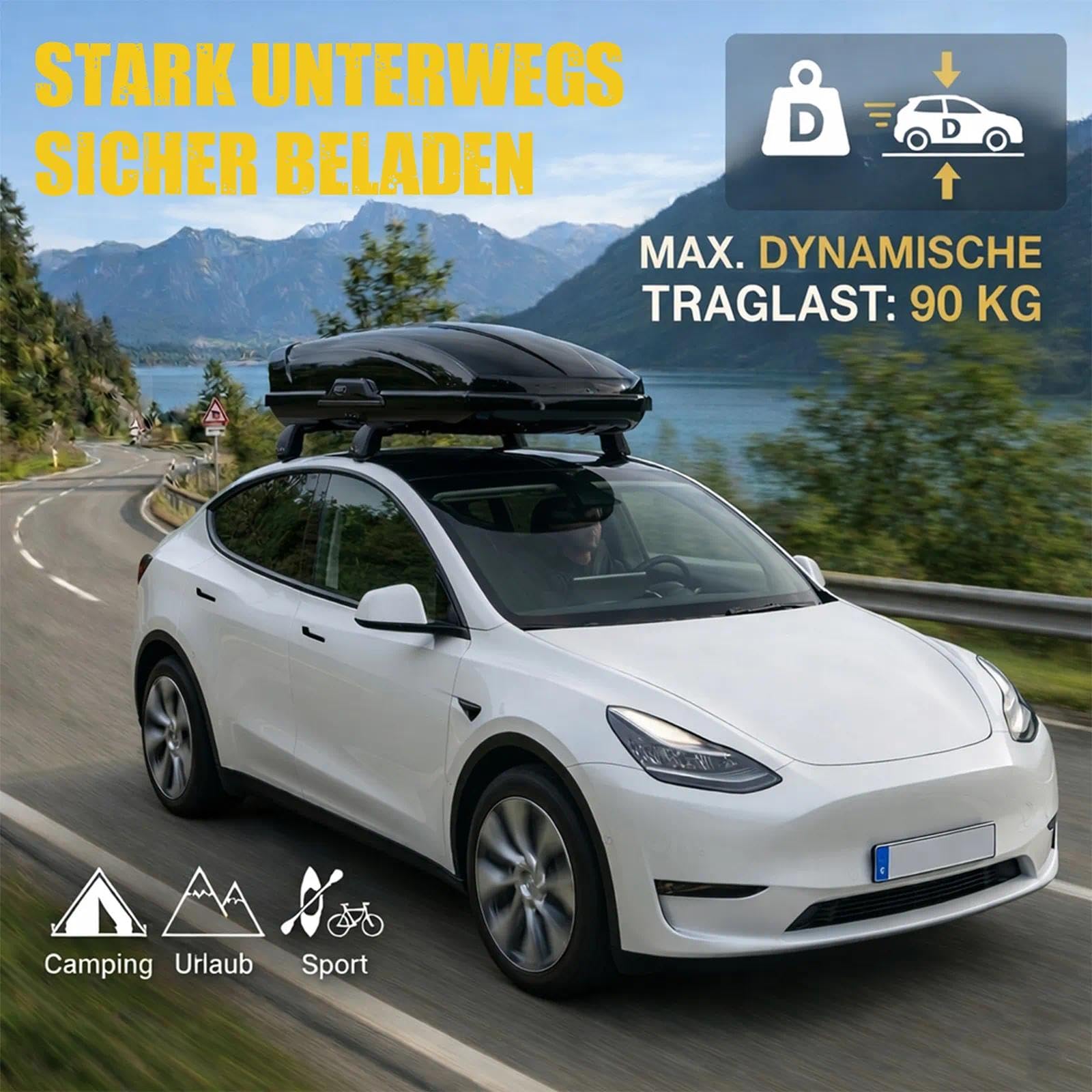 MIKKUPPA Premium Barras de Techo Transversales compatibles con Tesla Model Y 2020-2023 | Aluminio 6063 & PA6+30GF | para portaequipajes y portabicis
