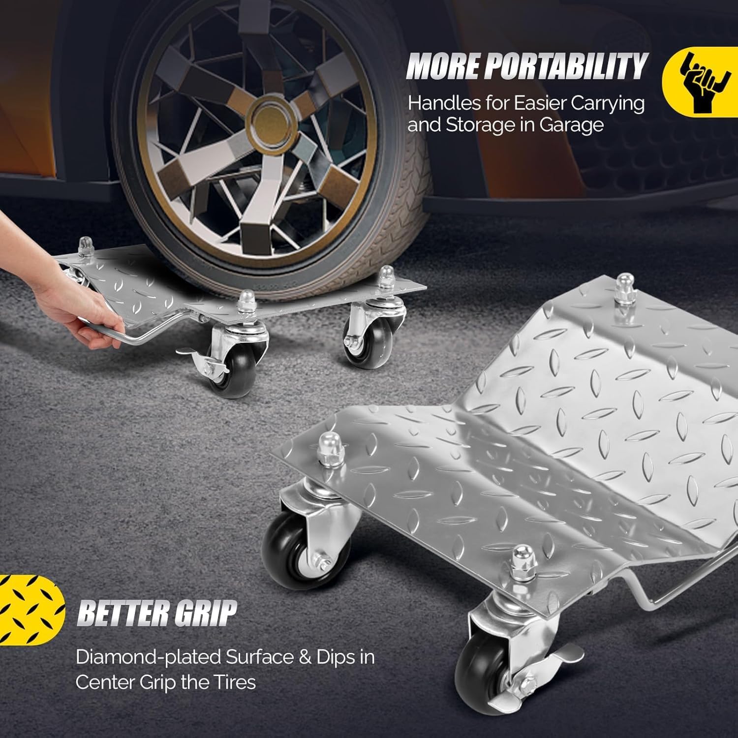 Rangierhilfe Auto Motorrad 2 STK, Rad Rangierheber Set, Reifenheber pkw | und Zuggerät für Materialtransport, Industrie & Forschung – Vielseitig einsetzbar