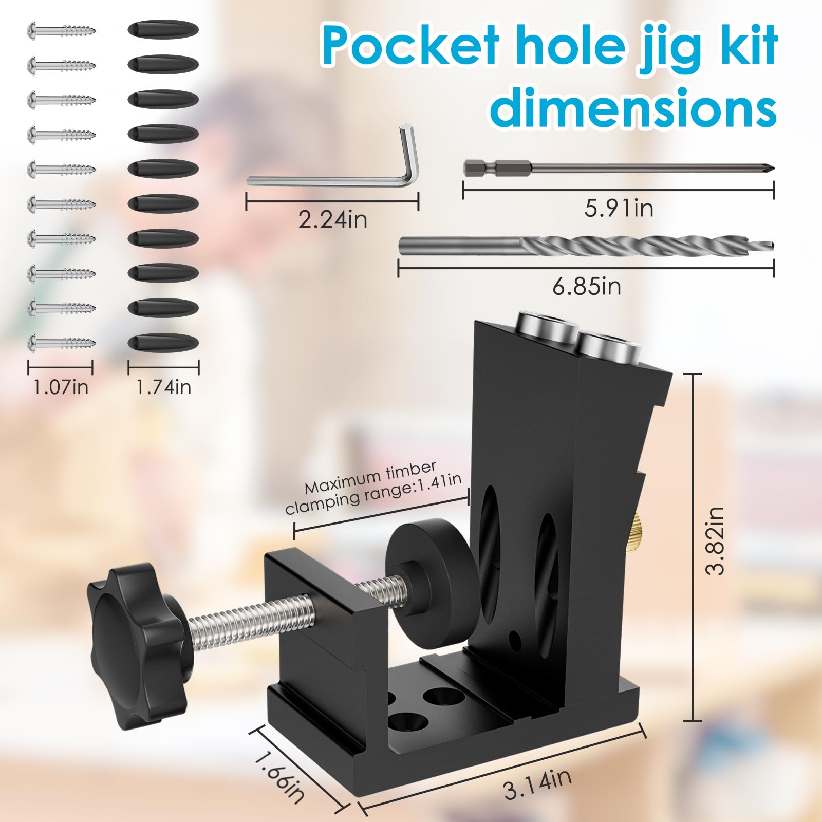 Snapklik.com : Aboutool Pocket Hole Jig Kit - Portable Pocket-Hole Jig ...
