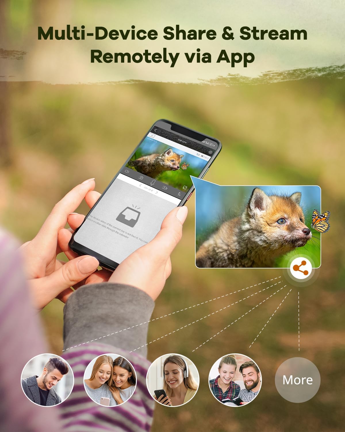 Screenshots showing the UCon app setup process for the trail camera
