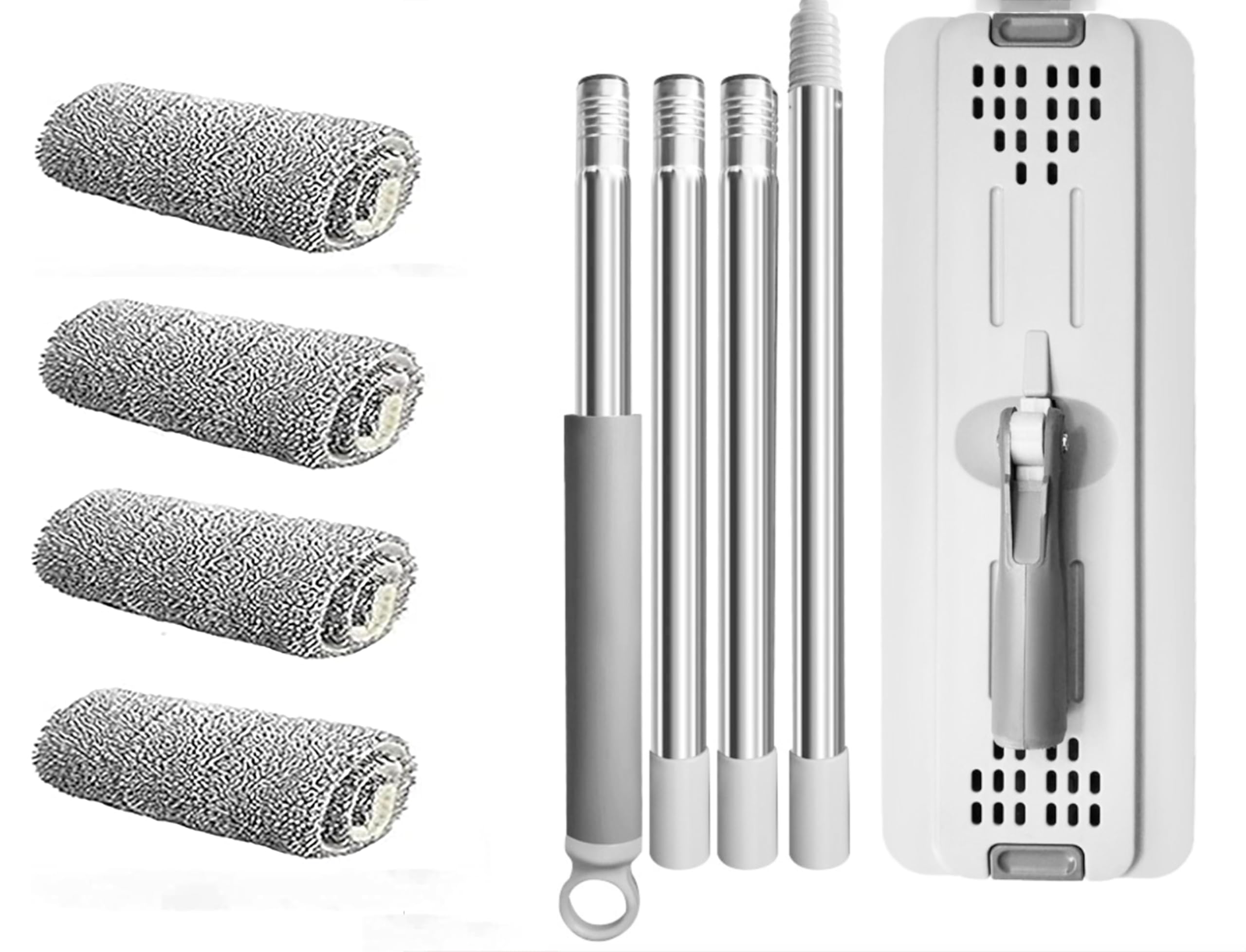 dreamons linkMop Rack and Rag Maintenance Guide with Grey/Silver 4-Piece Mop Rag Replacement