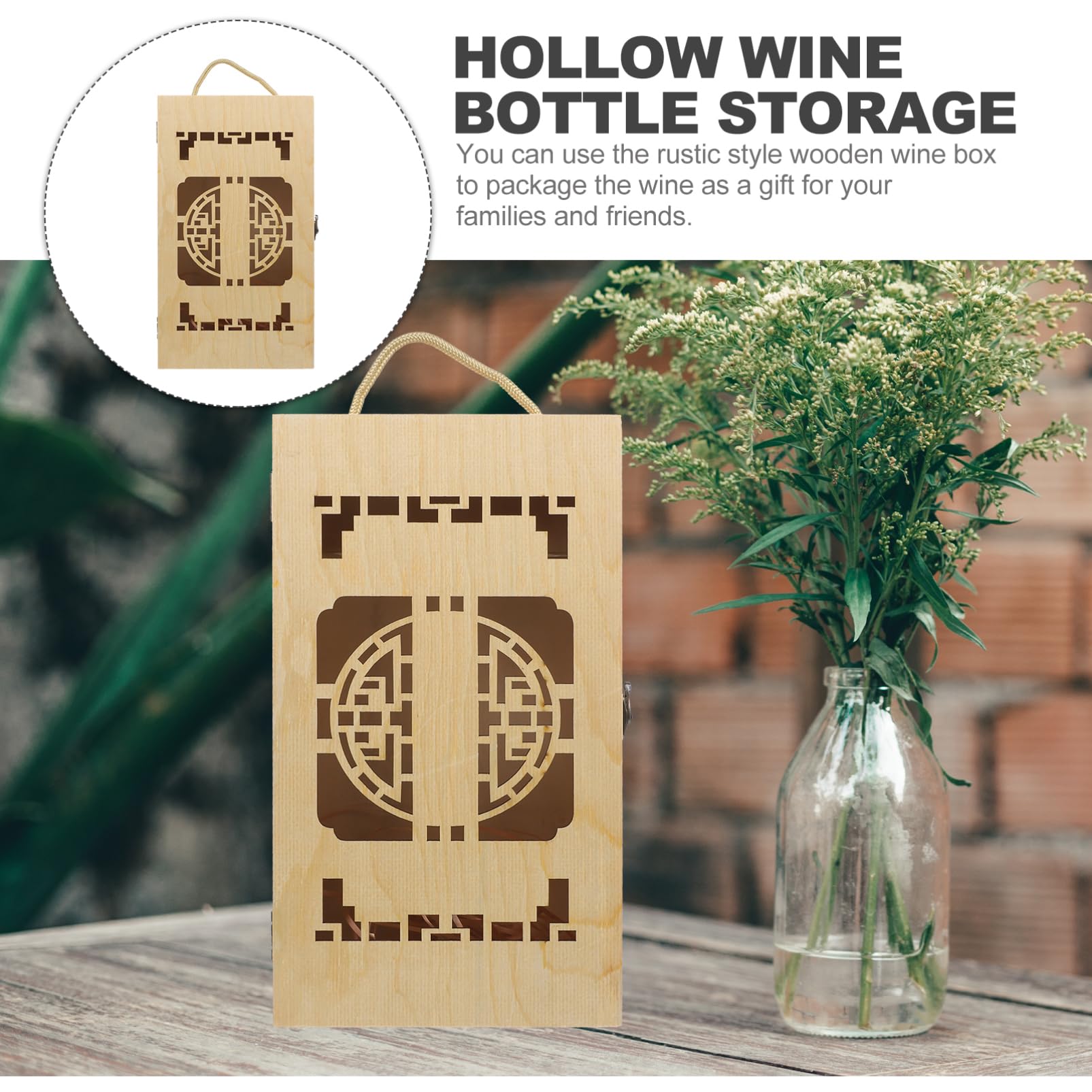 MAGICLULU Scatola Regalo Per Vino in Legno Scatola Per Bottiglia Di Vino Portatile Per Compleanni Matrimoni Feste e Eventi Speciali