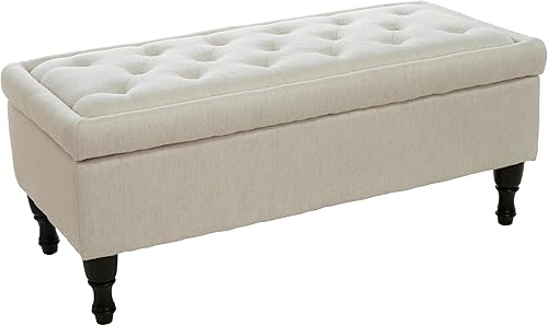 Miniatura 8 de Ball & Cast Banco otomano tapizado con canal copetudo, banco de entrada con marco de metal, 43 pulgadas, color gris oscuro