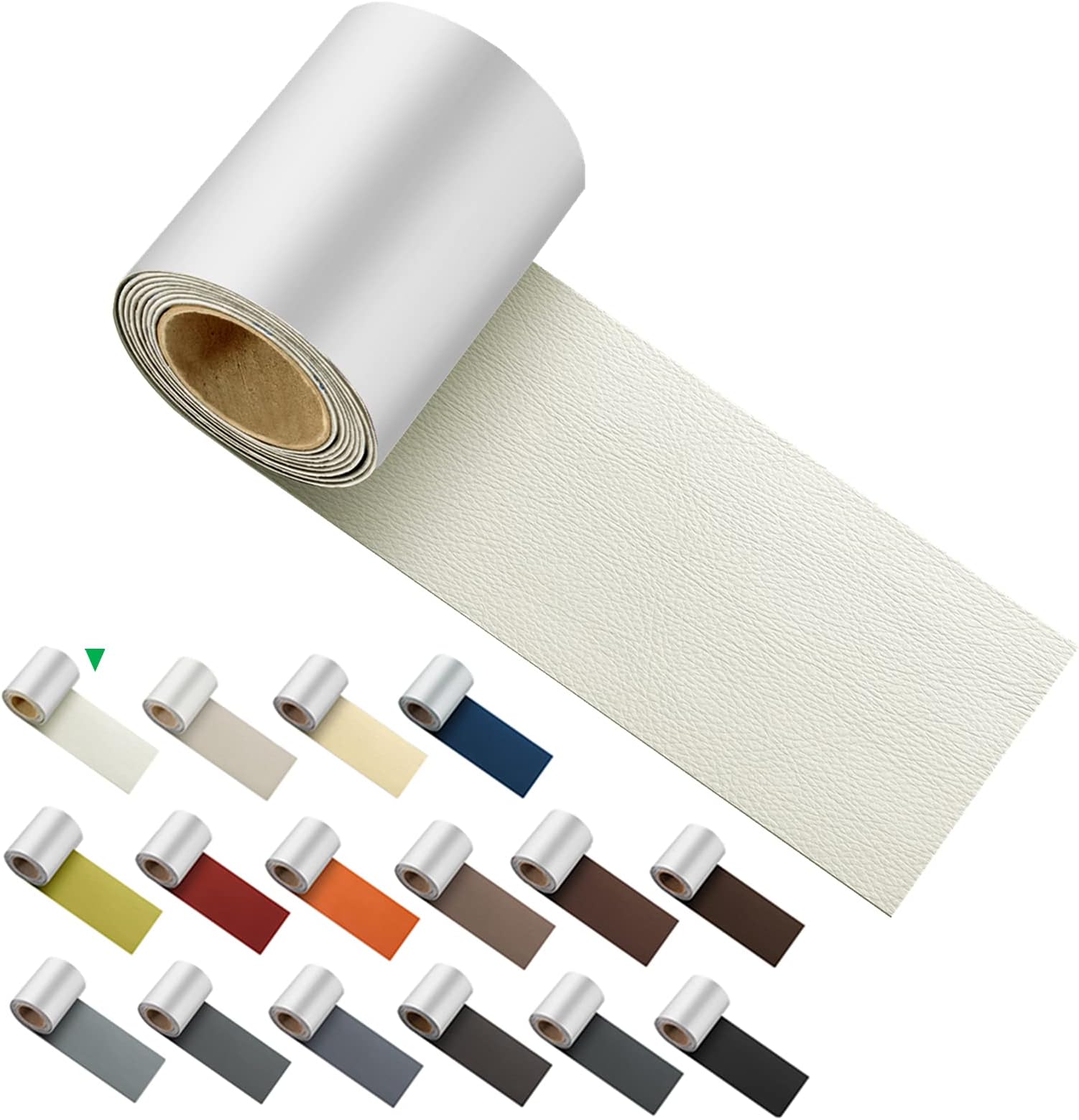 ILOFRI Self Adhesive Leather Repair Patch Tape 3x60 inch, Vinyl and Leather Repair Kit for Couches, Furniture, Car Seat, Boat Seat, Sofa, Vinyl Upholstery, Chair, Interior - Beige White