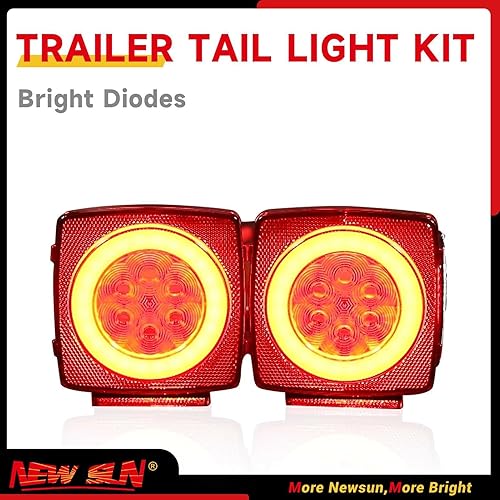 Miniatura 4 de NEW SUN Kit completo de luz LED de remolque de 12 V, luz trasera sumergible, 2 piezas de luces LED traseras y 4 luces laterales y kit de arnés de