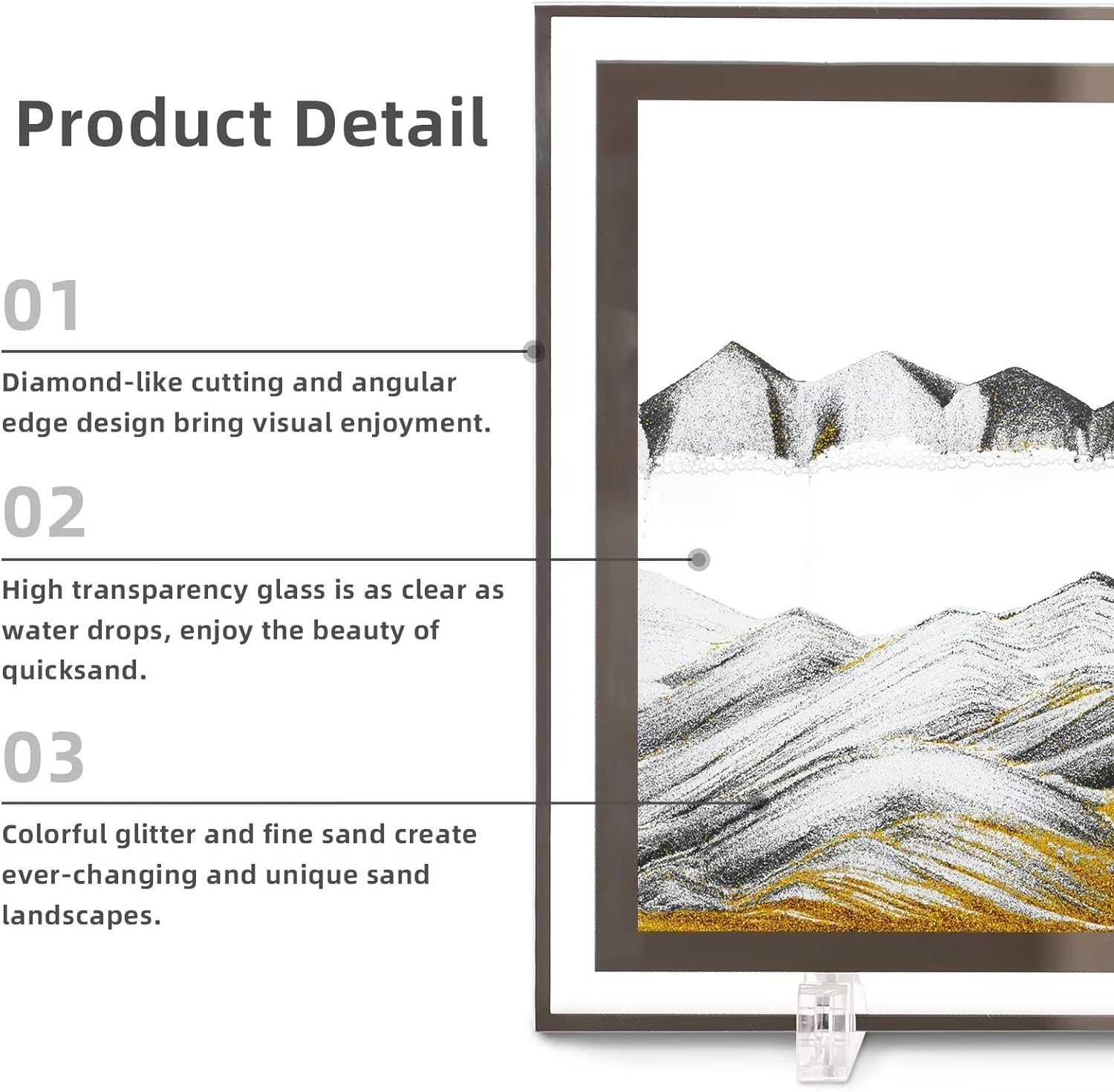 LCDOCLAK Moving Sand Art Picture (12 * 10 in),3D Hourglass Deep Sea Sandscape,3D Desktop Art for Home Office Decoration - Image 6