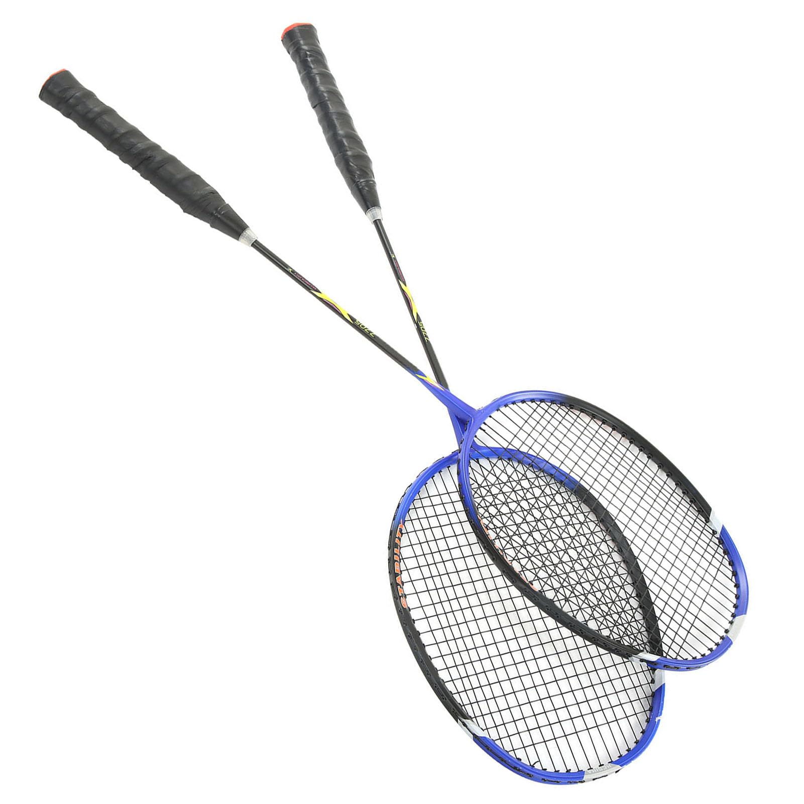Racchette da badminton in lega di carbonio, ultra leggere, potenti, per allenamento, competizione, 2 pezzi, blu, per appassionati di sport