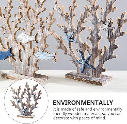 Miniatura 3 de Letreros náuticos de playa de BESPORTBLE decoración de arrecife de coral figuras de playa rústicas mediterráneas escritorio ornamento para