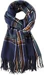 OMUKY Women's Winter Long Scarf Tartan Plaid with Fringe, Warm Shawl Wrap Blanket Scarf for Ladies
