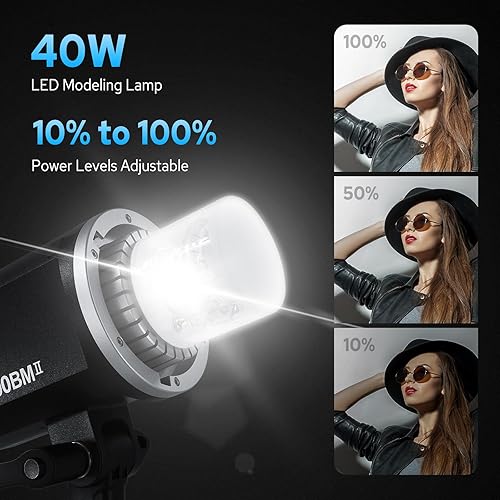 Vista 14 de GODOX AD400 Pro AD400Pro - Luz estroboscópica para exteriores, 400 W TTL portátil Flash Monolight, 390 estallidos de potencia completa, 0.01-1s