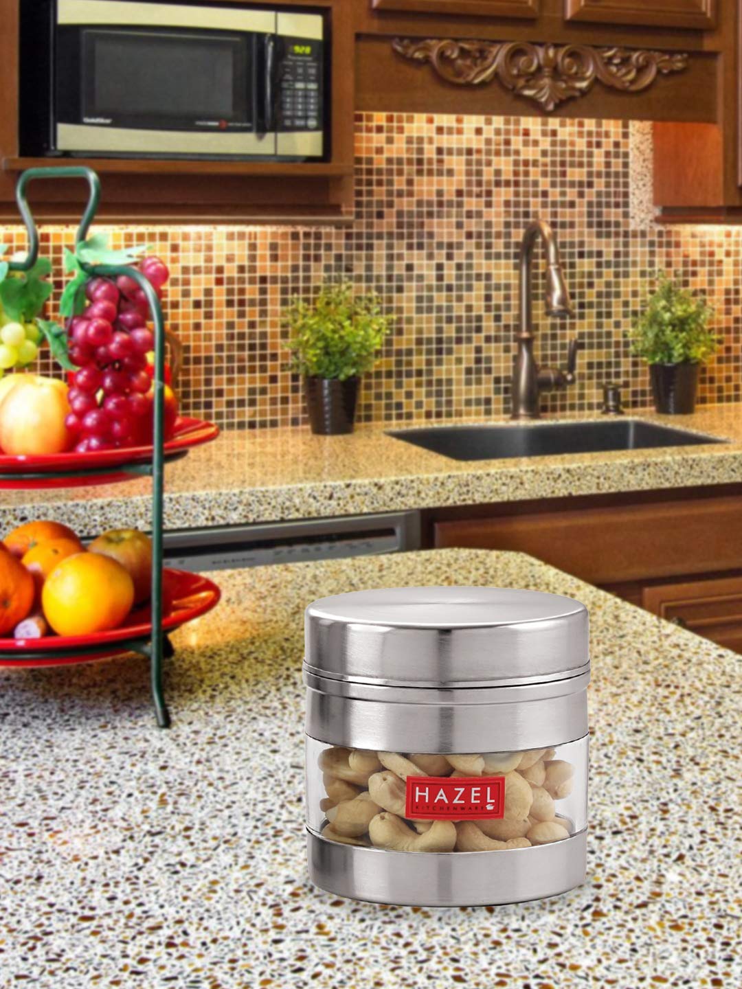 HAZEL Stainless Steel Transparent Wide Mouth See Through Container, Silver, Set of 5, 750 ml Each (B084JRT5HR) Amazon Price History, Amazon Price Tracker