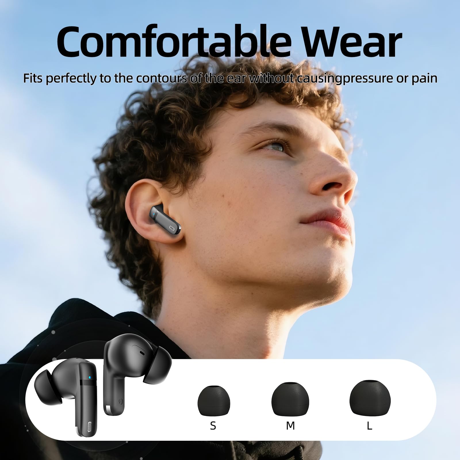 Auricolari wireless, 100H Bluetooth 5.4, ENC+ ANC, cancellazione del rumore, controllo touch, auricolari wireless Bluetooth, auricolari stereo con bassi profondi, per sport/allenamento