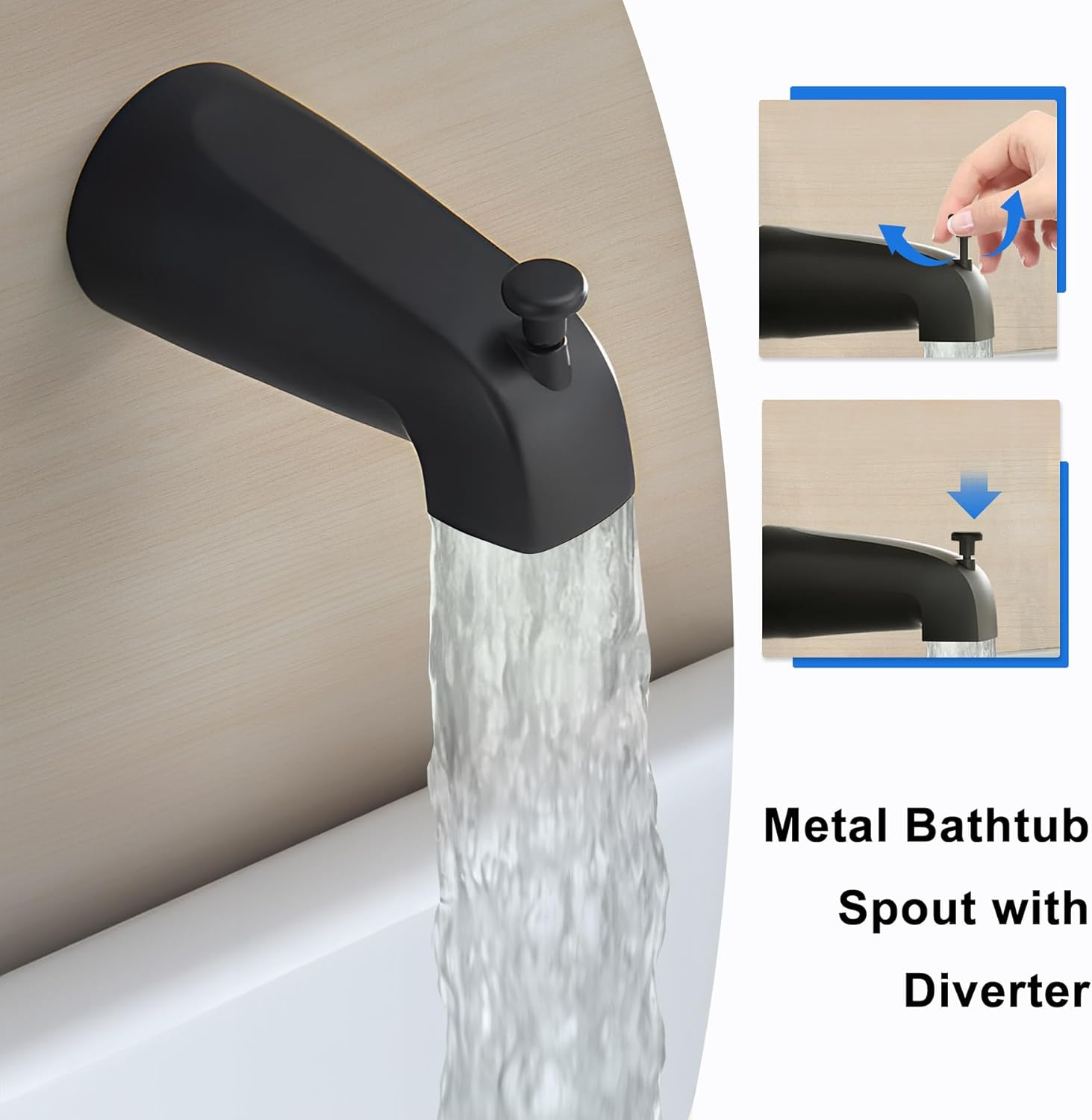 HUCKLE 8-Inch Black Shower Faucet with Valve，8-Inch Black Rainfall Shower Head with Bathtub Faucet