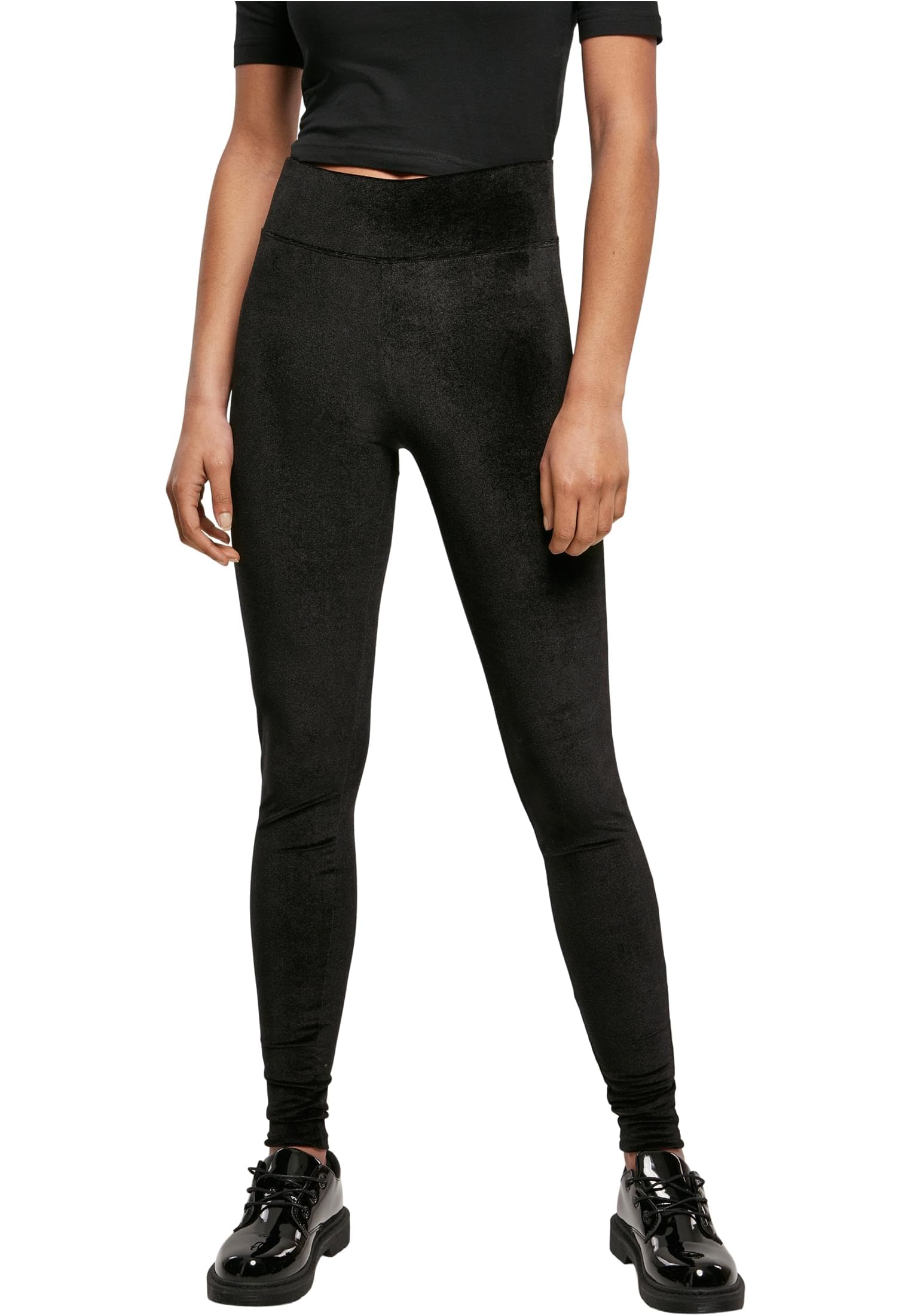 Urban Classics Women's Ladies High Waist Velvet Leggings Leggings, Black, 4XL