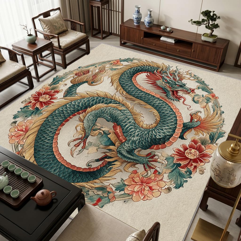 Tapis dragon salon au style japonais pour transformer votre chambre