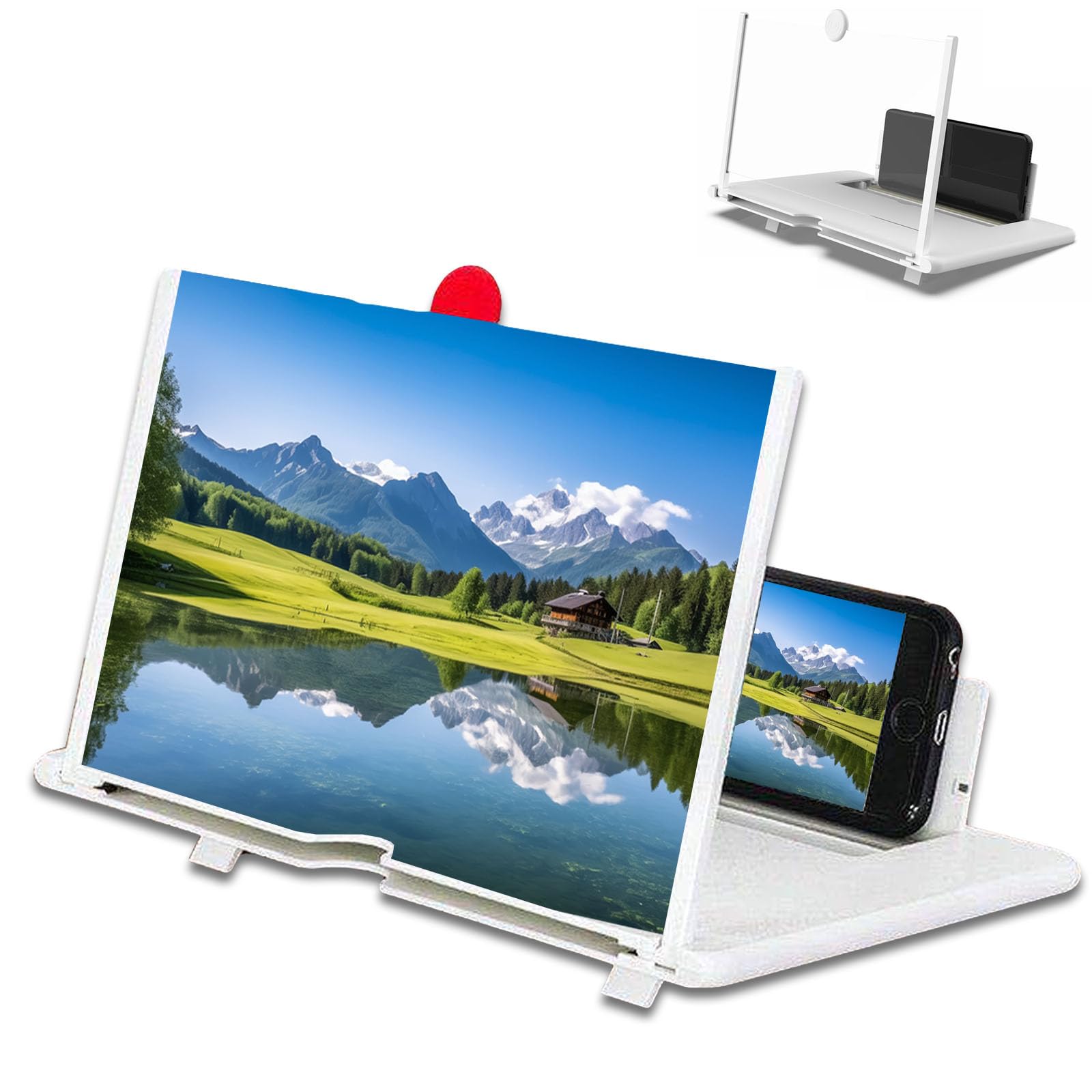 Yaepoip White Screen Magnifier New Version, Foldable Phone Screenmagnifier For Smartphone, Mobile Phone Magnifier Projector Screen For Movies, Videos And Gaming (,12In)
