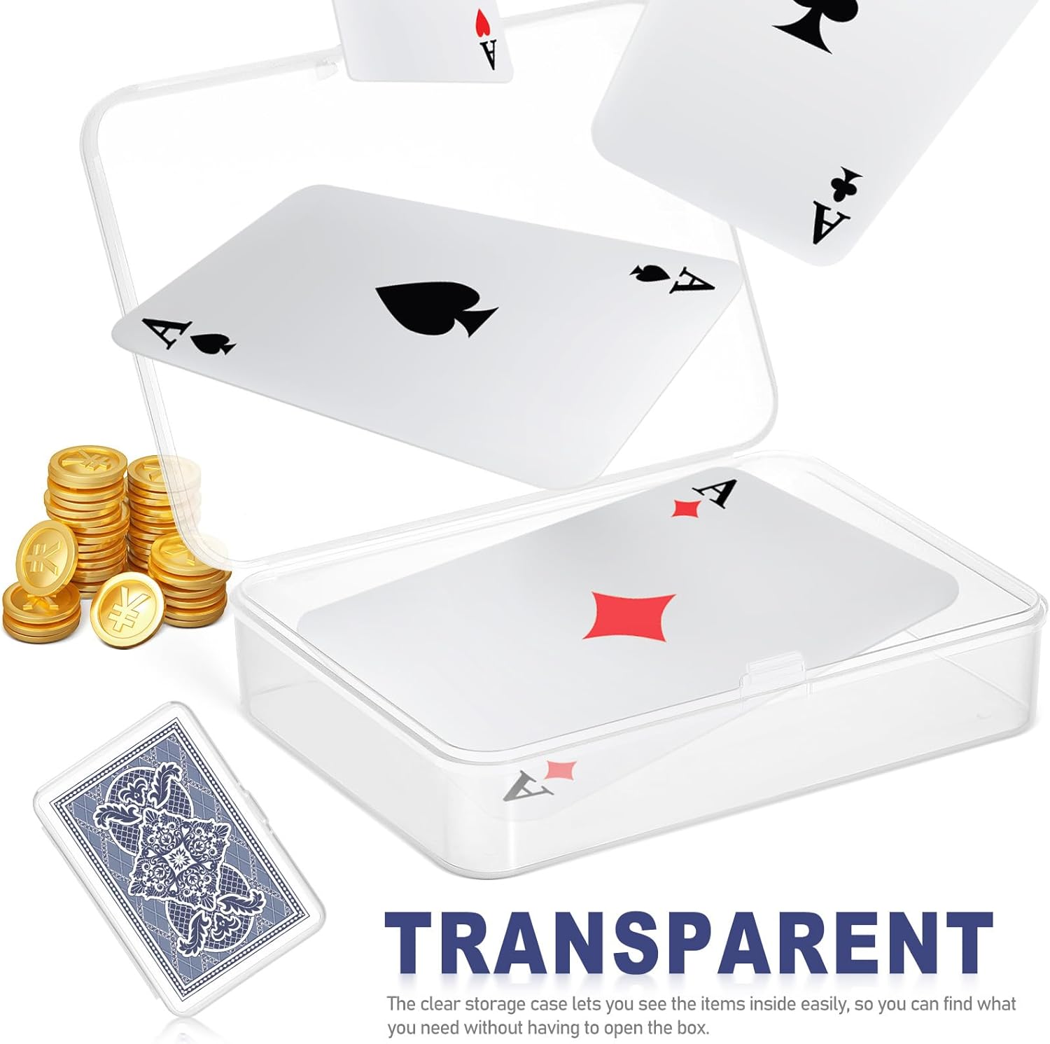 Toddmomy 6Pcs Playing Deck Card Cases Clear Plastic Playing Card Boxes Acrylic Holder Clear Box Storage Box for Bank Business Jewelry