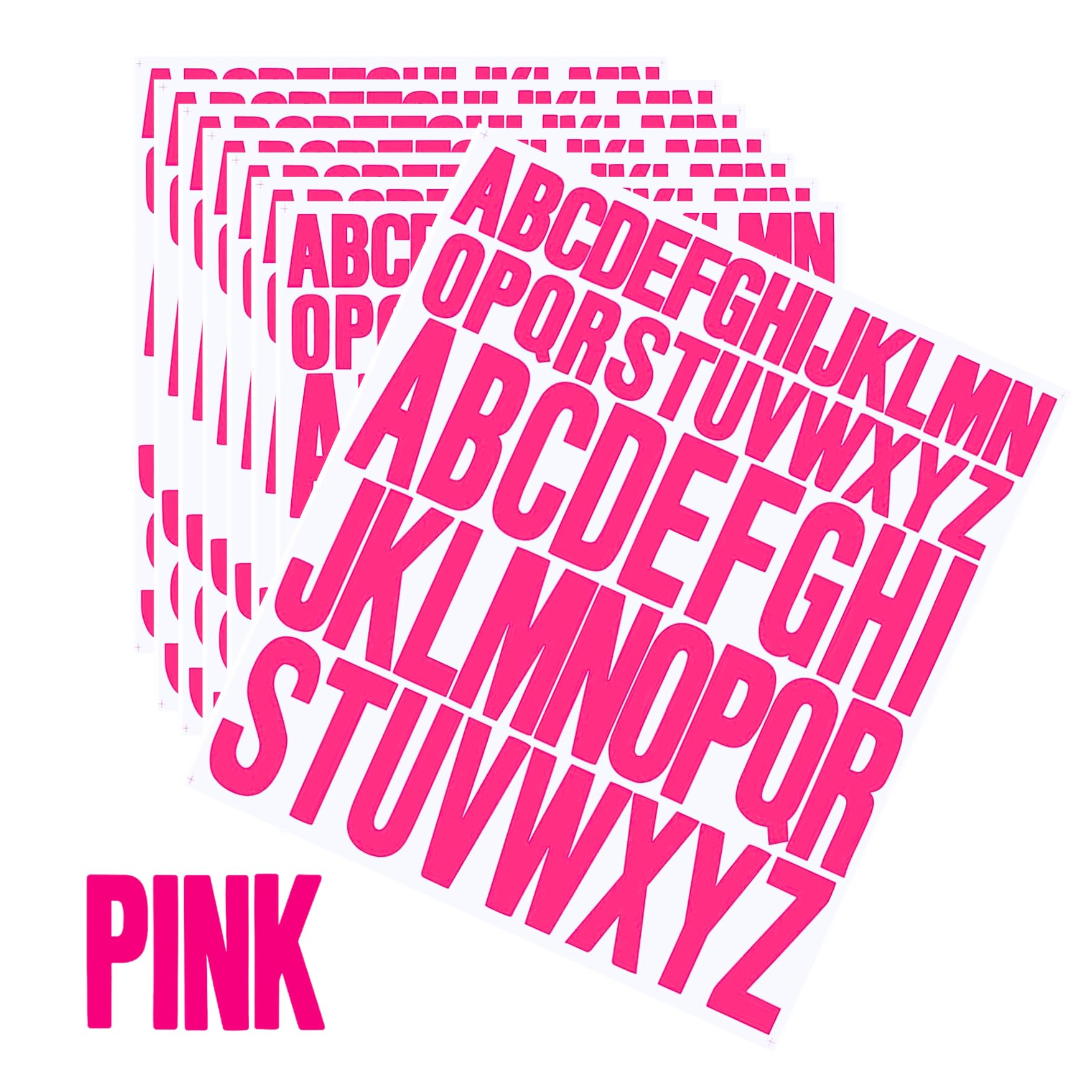 Hntr Pink Letters Hntr® Pink Vinyl Letter Stickers | Pink Alphabet Stickers | 416 Sticky Letters For Crafts, Scrapbook And Journal | Self-Adhesive Vinyl Letters | 16 Sets Of Large & Small Letter (5Cm & 2.5Cm)