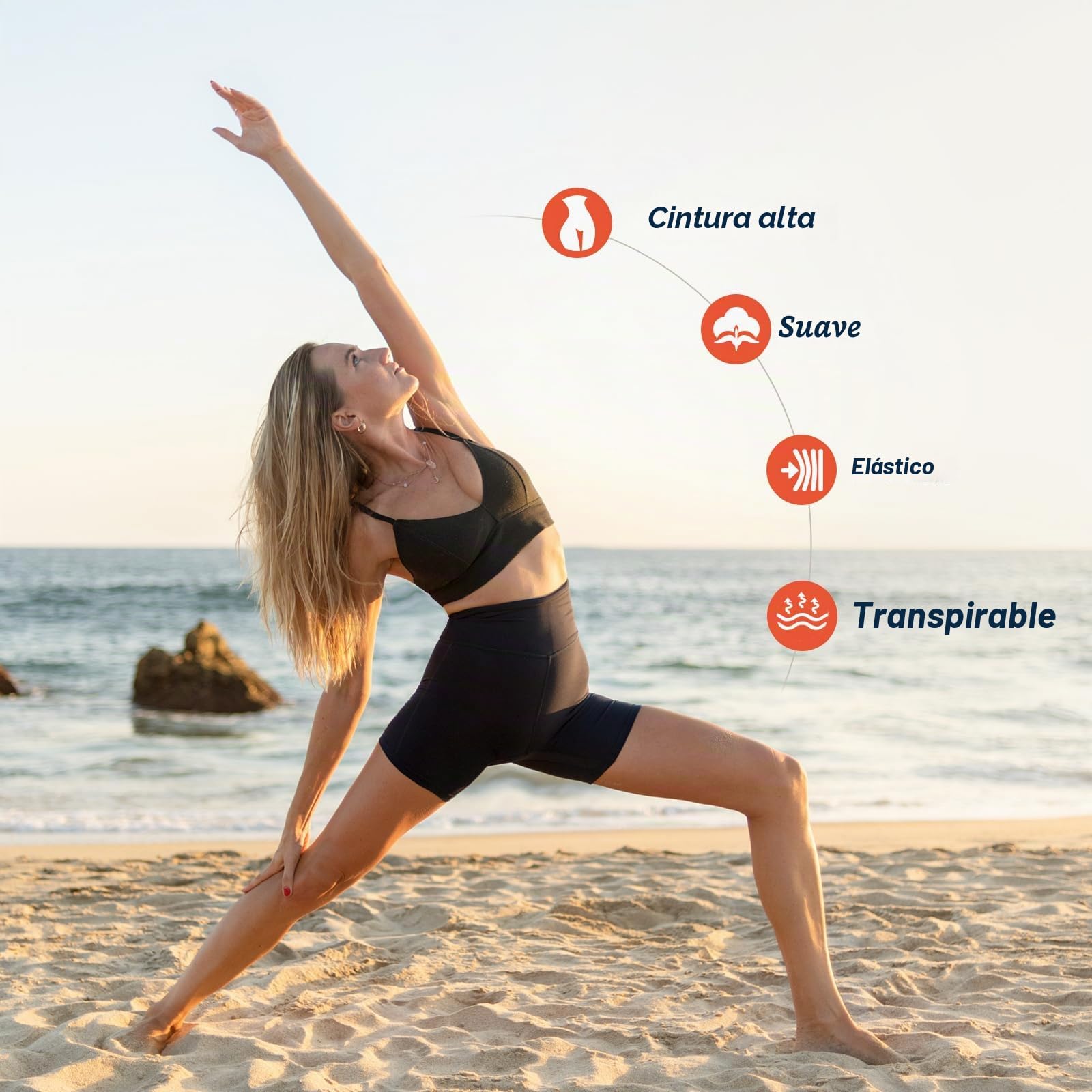 Pantalones Cortos Deporte Mujer Cintura Alta Shorts Leggins Pantalones Cortos de Yoga para Correr Gym Fitness Mallas Deportivos con Bolsillos Laterales GI371