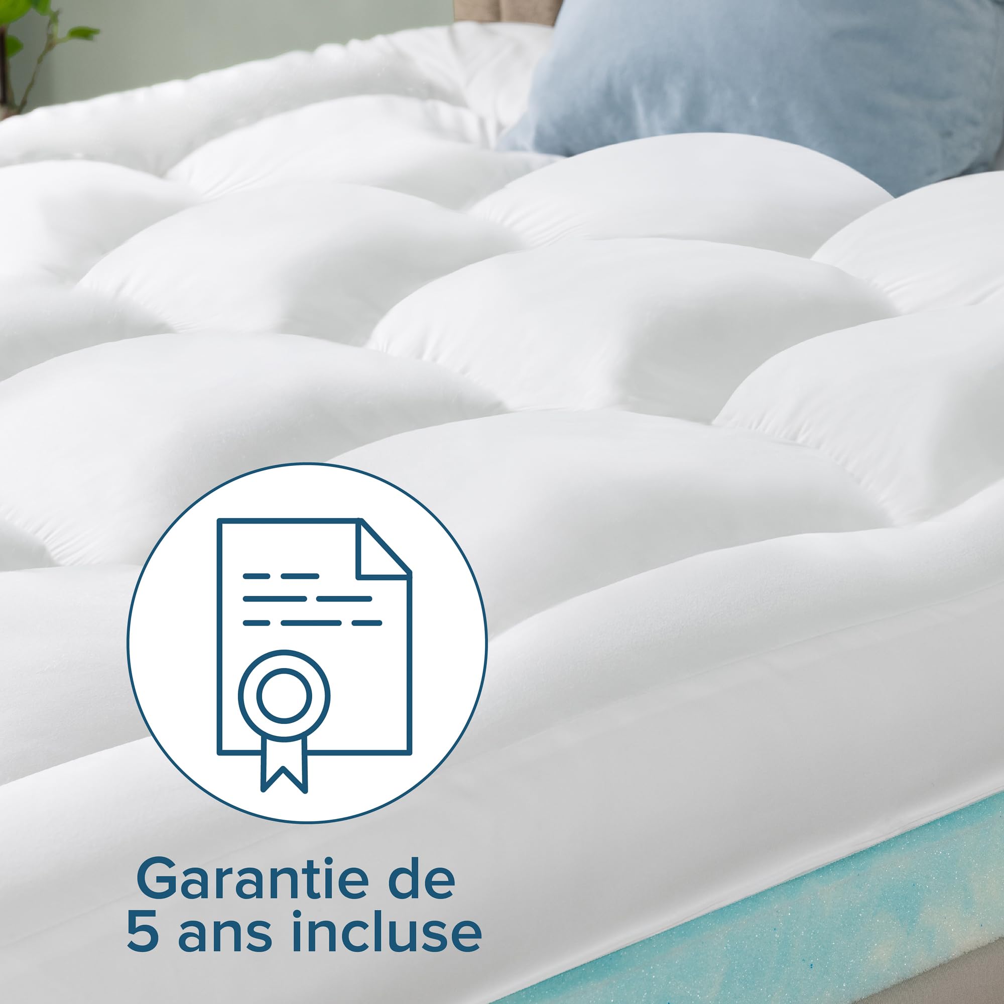Zinus Surmatelas 90x190 cm, Épaisseur 10 cm, Mousse à Flux d’Air Rafraîchissant, Confort Ergonomique, Respirant, Housse Lavable en Machine