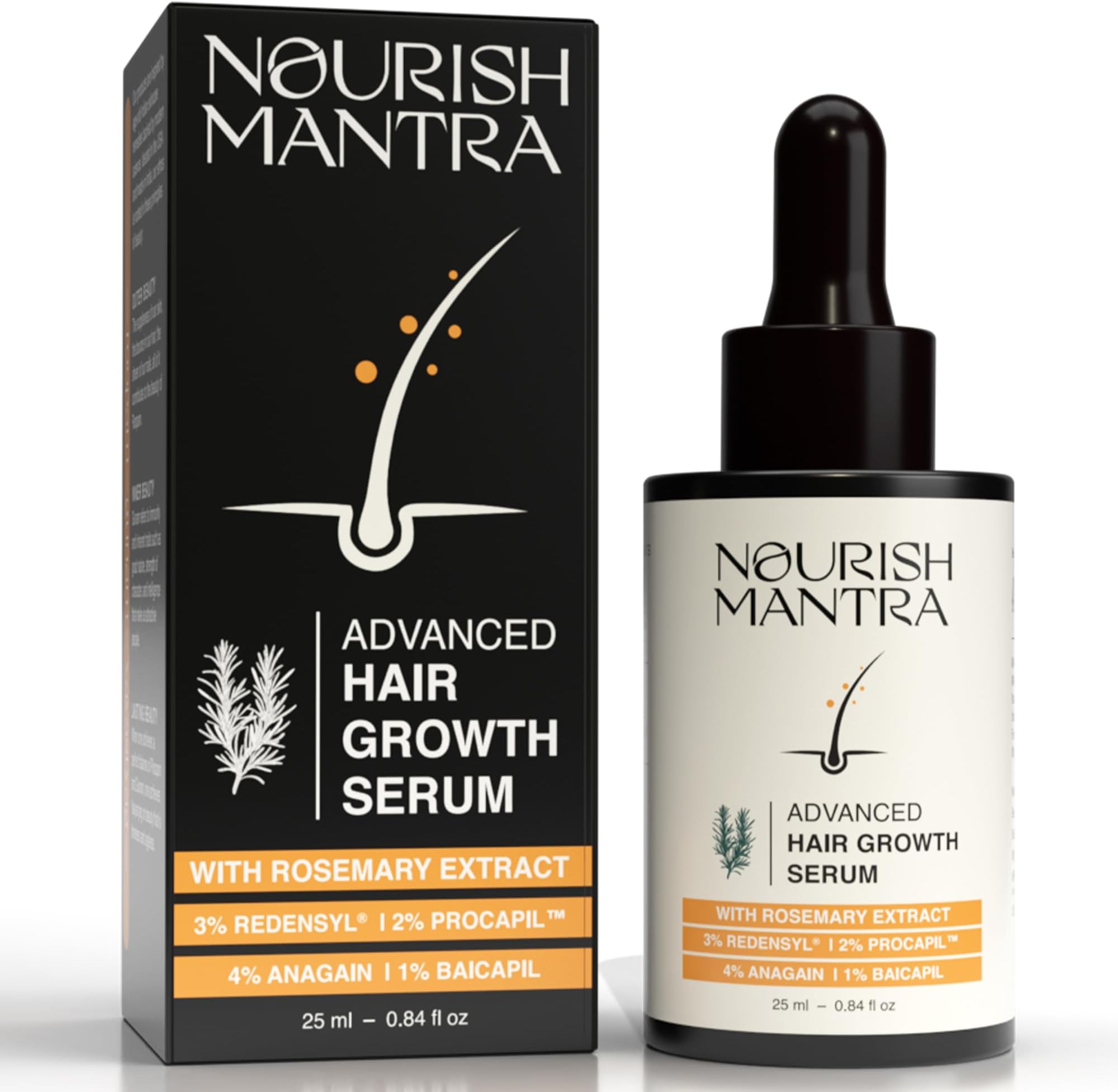 Advanced Hair Growth Serum With Rosemary Oil| To Increase Hair Growth, Reduce Hair Fall, Improve Hair Density | Enriched with Rosemary & Redensyl | For Men & Women | 25ml