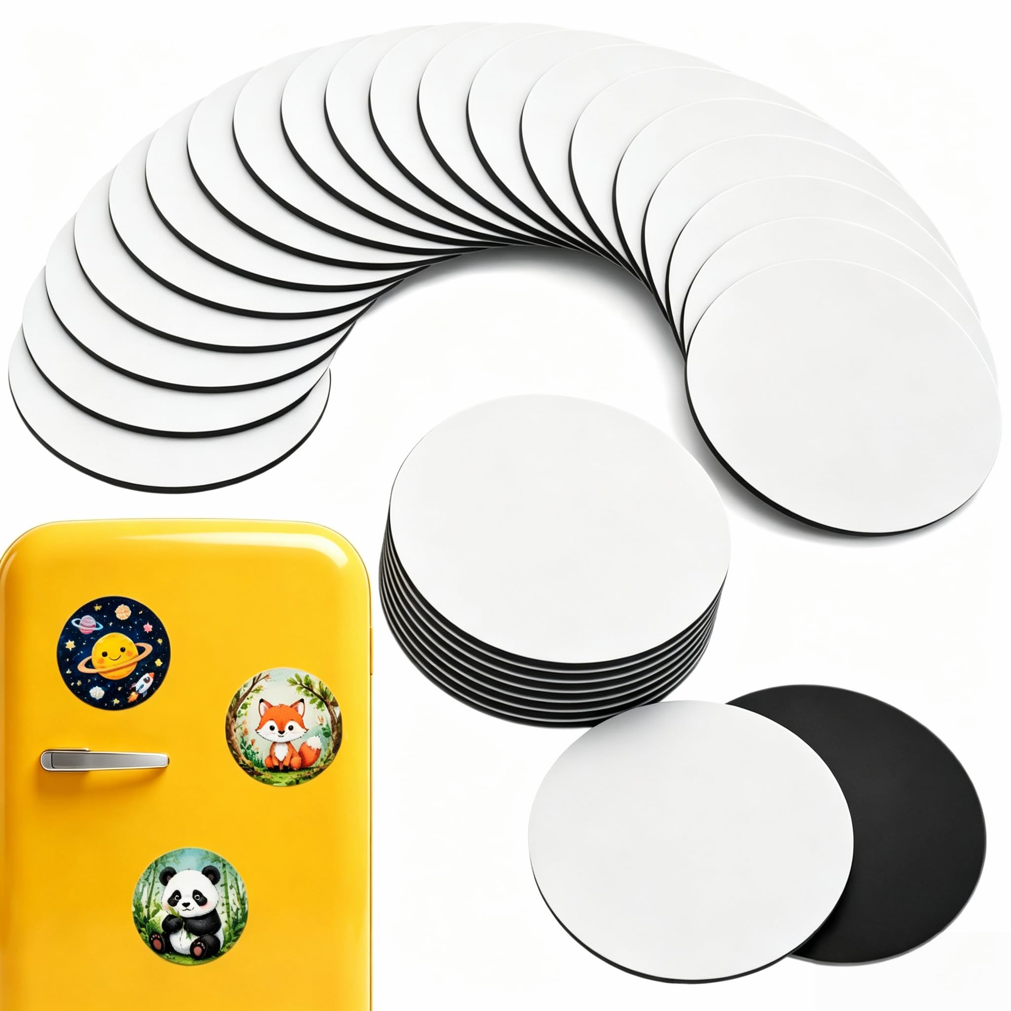 30 paneles magnéticos de lienzo para pintura, mini lienzos magnéticos en blanco para pintura, arte, regalo, decoración de bricolaje (3 pulgadas, forma redonda)
