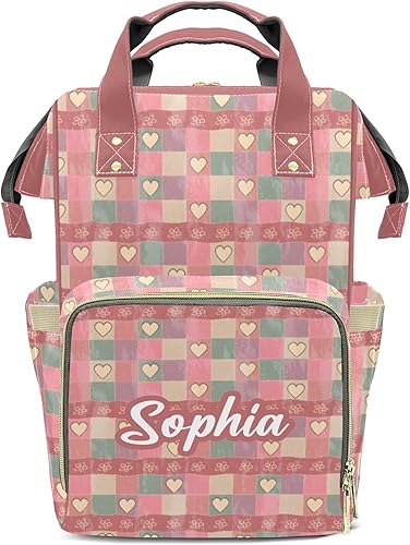 Miniatura 13 de Mochila de pañales personalizada para madres con nombre, bolsa de lactancia personalizada, bolsillos aislados y bolsa de viaje casual para niñas