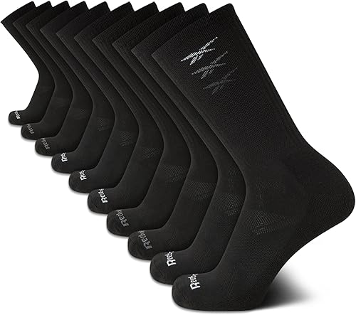 Reebok Calcetines deportivos para hombre, paquete de 10 calcetines deportivos acolchados que absorben la humedad, cómodos y elásticos (tallas 6-12.5)