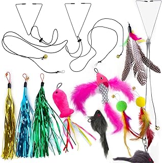 Cat Toy Replacement Feathers Cat Toy Wand Refills, 11 PCS Natural Bird Feather Refills, Cat Feather Toys Replacement for Cat Wand