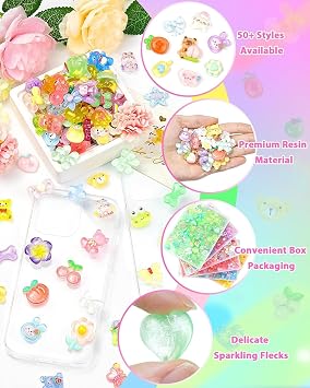 100PCS Cute Slime Charms Bulk Set – Kawaii Flatback Resin Charms for Crafts, Mini Decoden Acrylic Embellishments for Phone Junk Cases, Scrapbooking & DIY Decoration