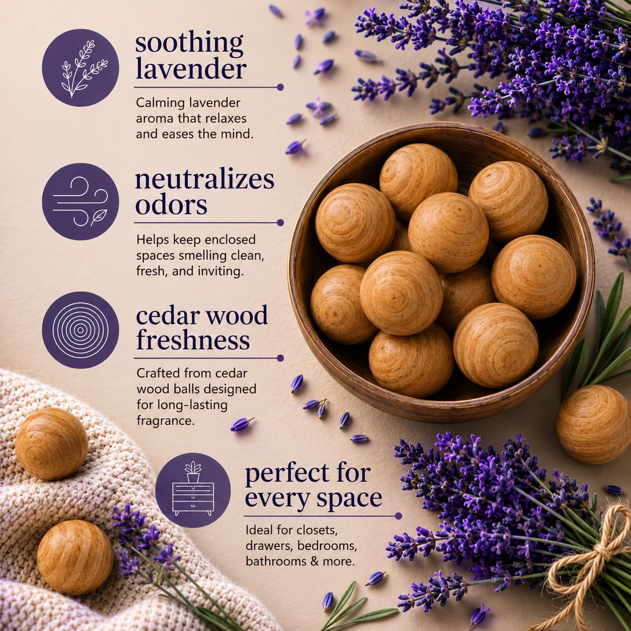 Lavender cedar balls — product detail 2