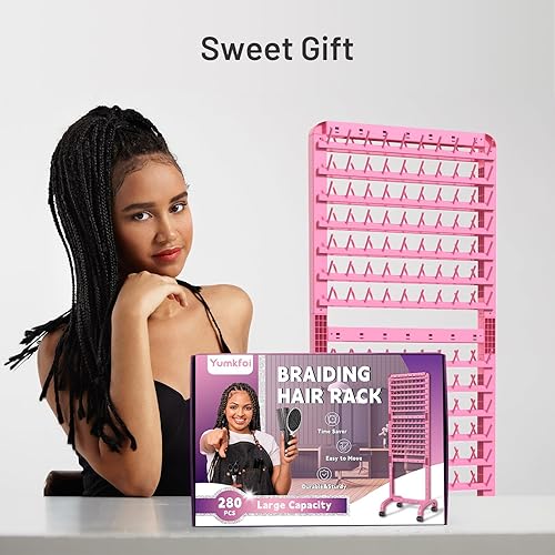 Miniatura 6 de Estante ajustable para trenzar el cabello, 280 clavijas, estante de trenzado de 2 lados para trenzar el cabello, soporte separador de cabello