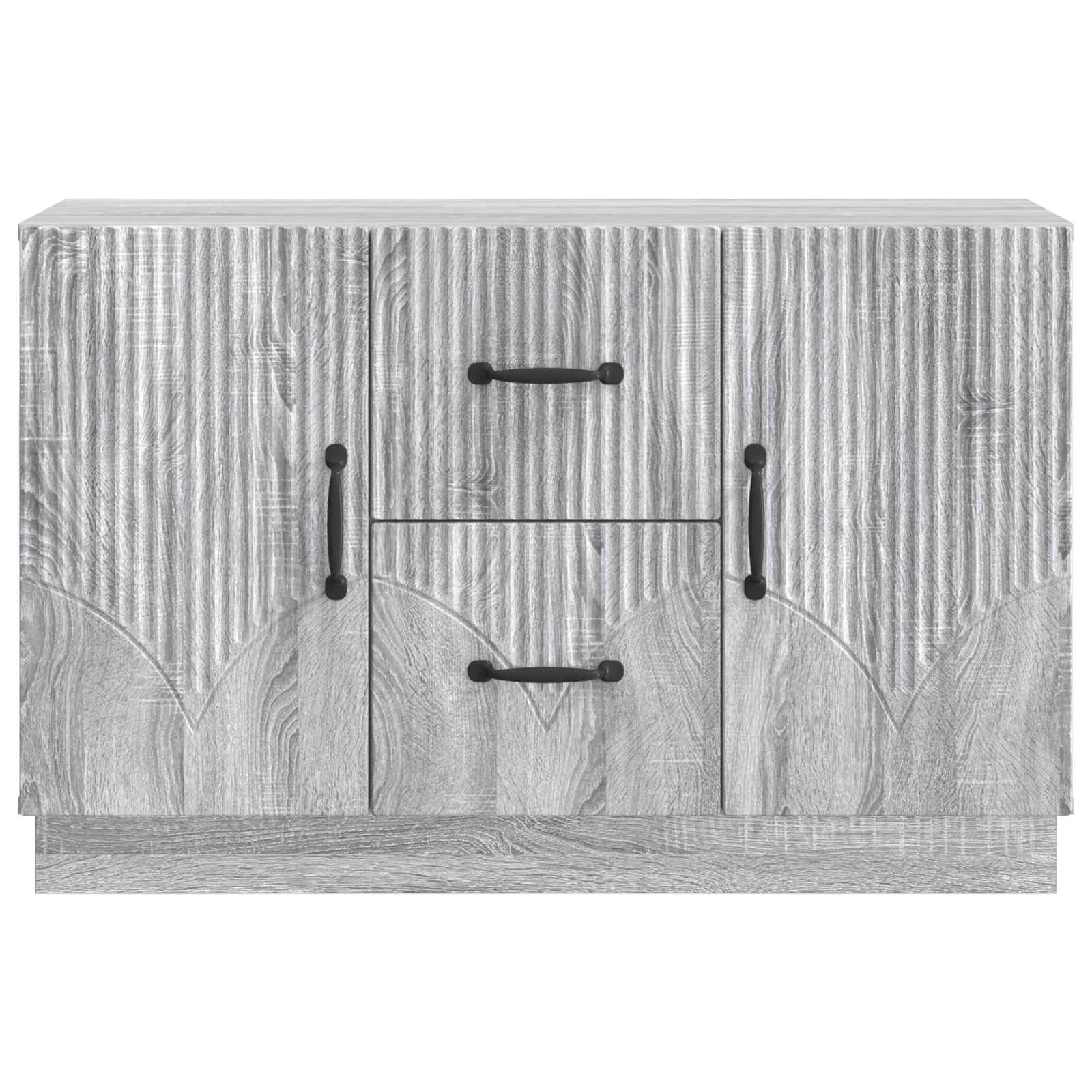 Sonoma szary kredens 89 x 34,5 x 57 cm, materiał drewnopochodny z 2 szufladami i 2 drzwiami, dużo miejsca do przechowywania do salonu, jadalni, kuchni, przedpokoju i biura