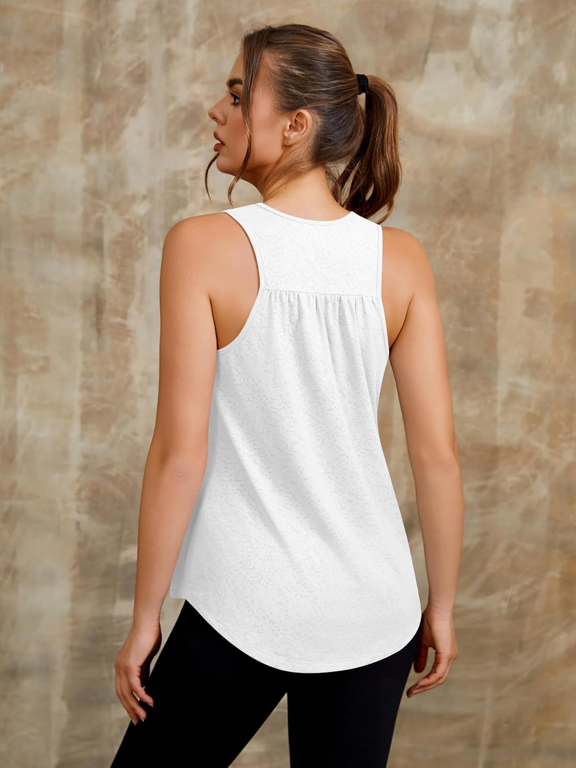 Laughido Women's Workout Tank Tops for Women Sleeveless Racerback Loose Fit Athletic Running Yoga Gym Jacquard Shirts - Image 5