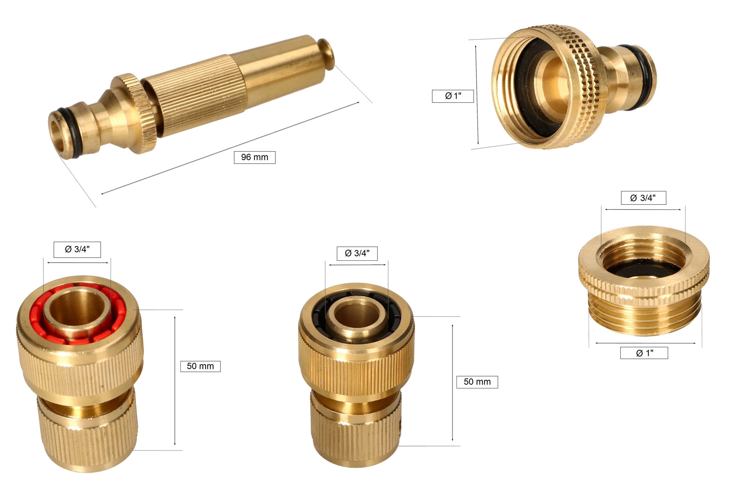 KOTARBAU® Juego de acoplamiento rápido de latón de 3/4" para manguera de jardín con conector de grifo