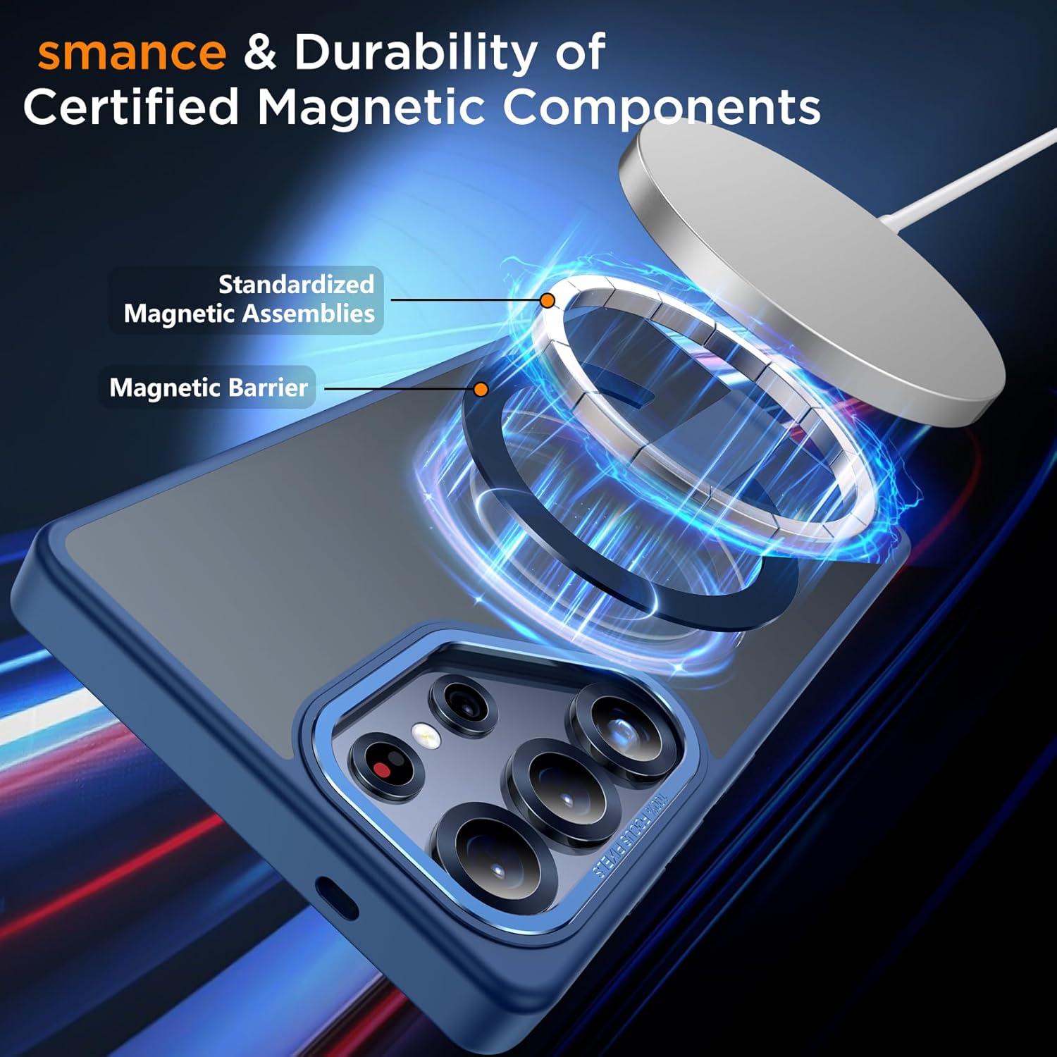 for Samsung Galaxy S25 Ultra Phone Case, S25 Ultra Magnetic Case Built-in Invisible Stand [Compatible with MagSafe] [Military-Grade Protection] Shockproof Cover for Galaxy S25ultra (Blue) - Image 5